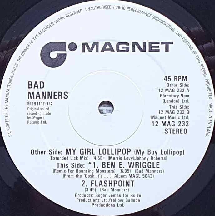 12 MAG 232 My girl lollipop Bad Manners   Label